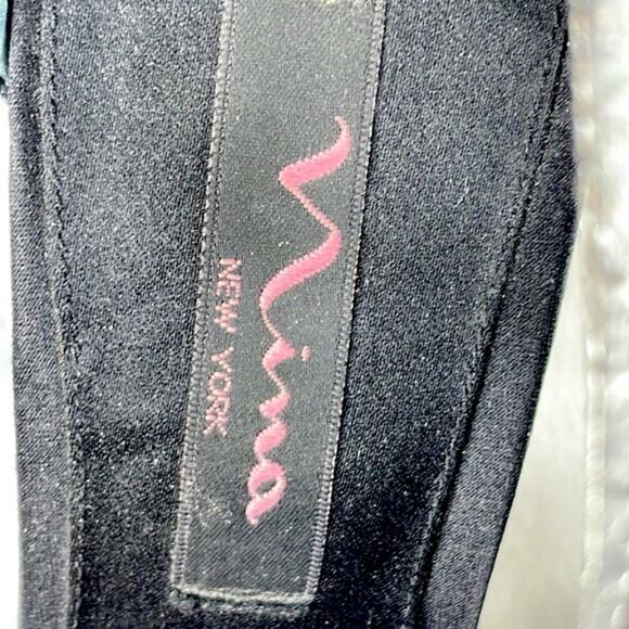 Nina Black Ruffle 4 1/2 Heel Adjustable Ankle Strap Peep Toe Shoe Size 7 1/2 - Picture 15 of 15